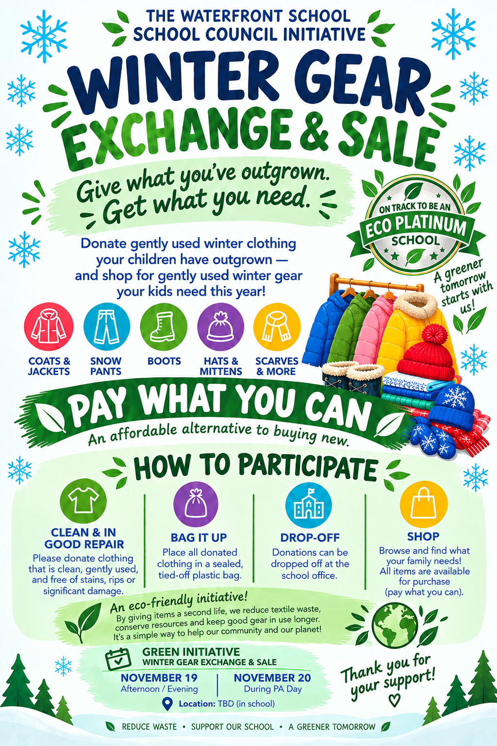 Winter Gear Exchange and Sale Flyer
